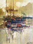 José Paulo Moreira da Fonseca, Vila, Óleo sobre Tela, 40 x 30, datado em 1981, assinatura no canto inferior direito.