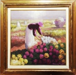 Manoel Costa, Campo de Flores, Óleo sobre Tela, 60 x 60, assinatura no canto inferior direito.