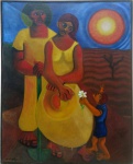 Wellington Virgulino, `Família`, Óleo sobre Tela, 92 x 72, datado em 1969, assinatura no canto inferior esquerdo.