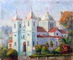 Mario Zanini, `Igreja`, Óleo sobre Tela, 40 x 50, assinatura no canto inferior direito.