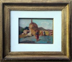 Mario Zanini, `Camponeses`, Óleo Sobre Placa, 20 x 28, datado em 1956, assinatura no canto inferior direito.