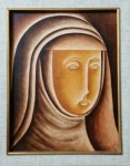 Vicente do Rego Monteiro, A Religiosa, Óleo sobre Tela, 36 x 27, assinatura no verso.