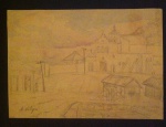 Alfredo Volpi, `Igreja`, Desenho, 33 x 23, assinatura no canto inferior esquerdo.