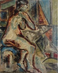 Aldo Bonadei, Figura Feminina, óleo sobre tela, medindo 44,5 x 35 cm, assinatura canto inferior direito.