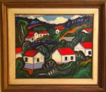 Inimá de Paula, `Casarios`, Óleo sobre Tela, 52 x 64, datado em 1981, assinatura no canto inferior direito.