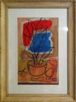 Burle Marx, `Vaso de Flores`, Técnica Mista, 29 x 47, assinatura no canto inferior direito.