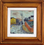 Alfredo Volpi, `Paisagem, azulejo`, Técnica Mista, 15 x 15, assinatura no canto inferior esquerdo.