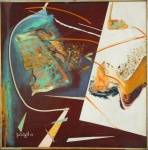 Pagal, `Abstrato`, Óleo sobre Tela, 70 x 70, datado em 1985, assinatura no canto inferior esquerdo.