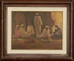 Dario Mecatti, `Cena Árabe`, Óleo sobre Tela, 30 x 40, assinatura no canto inferior direito.