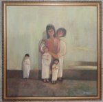 Dario Mecatti, `Familia`, Óleo sobre Tela, 97 x 98, datado em 1976, assinatura no canto inferior direito.