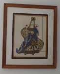 DJANIRA- "Nossa Senhora", serigrafia em cores sobre papel, 40 x 31 cm. Tiragem 70/100. Assinado no canto inferior direito pela artista. Moldura de madeira 62 x 53 cm