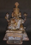 Espetacular e pesada Escultura em bronze. Representando a divindade Ganesh. Tamanho: 18 x 12 cm