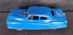Antigo carro americano de coleção, azul escuro, movimentação por fricção da sparkling sirene - police Riot cara. Med.6cm x 10cm x 22cm
