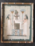 Papiro Egípcio emoldurado e proteção de vidro. Med. 25cm x 31cm