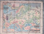Antigo mapa de papel colado em lona. Med.100cm x 126cm
