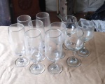 Lote com 10 copos de vidro de formato diferentes sendo o maior com e o  menor 15cm