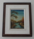 A.VIEIRA - Lindo quadro decorativo, óleo s/ tela, " Paisagem", datado 1984 medindo: com moldura - 31 x 37,5 cm, sem moldura - 16 x 22 cm.
