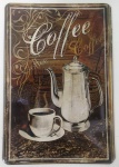 Placa decorativa em metal silcada com esmalte em relevo  . Tema : COFFEE . Mede: 30 x 20 cm .