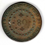 Moeda de Cobre - cat: C617 - 80 RÉIS - LETRA R - 1827