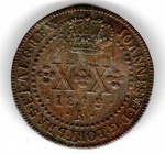 Moeda de Cobre - cat: C505- XX RÉIS  - 1819 - LETRA R 
