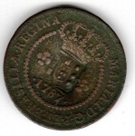 Moeda de Cobre - cat: C305 - X RÉIS COM CARIMBO DE ESCUDETE - 1787 
