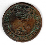 Moeda de Cobre - cat: C028 - X RÉIS -  1712