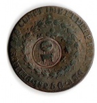 Moeda de Cobre - cat: C701- 40 RÉIS COM CARIMBO GERAL DE 10 -1825 - LETRA C 