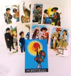 Lote de 9 cartões postais portugueses temáticos de  trajes típicos .