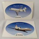 Lote com dois Adesivos dos Aviões FALCON 50 e 2000 da Sassault Aviation