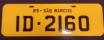 Placa de Automóvel;RS-São Marcos ID-2126; Cor: Preto e Amarelo: Olhem as Fotos!