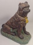 Escultura Cão Greyfriars Bobby, Busto em Base Gramado, Escultura em Cimento, Bom Acabamento Peça de Decoração; Dimensão: 40x36x18cm, Peso: 11,890Kg; Olhem as Fotos!
