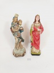 Imagem de 2 Santas nossa senhora e santa rita em estuque pintado. apresenta perdas Medida: 25 e 26 cm altura