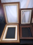 04 molduras confeccionadas em madeira nobre, medidas: 46x35cm, 52x40cm, 60x43,5cm, 38x32cm