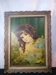 Quadro óleo sobre tela retratando menina, assinatura: HEDDA MARIA 1954, medindo: 62x48cm