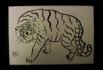 CHEN KONG FANG (Tung Cheng, China, 1931 - São Paulo, SP, 2012) "Tigre", nanquim sobre papel, medindo 34 cm x 48,5 cm, a.c.i.e..