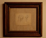FRANCISCO REBOLO (São Paulo, SP, 1902 - 1980) "Estudo de cabeças", nanquim sobre papel, medindo 10 cm x 13 cm, a.c.i.d..