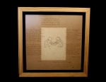 ANTÓNIO BOTTO (Concavada, Portugal, 1897 - Rio de Janeiro, RJ, 1959) "Amor", poema manuscrito inédito em 1947 e colagem com desenho a nanquim, sobre papel, medindo 35,5 cm x 36 cm, a.c.i.d., datado "1947", situado "Londres".