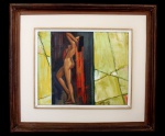 DOMINGOS ANTEQUERA (? - ?) "Nu feminino", óleo sobre tela, medindo 28 cm x 34 cm, a.c.i.d., datado "1981". No verso, curriculum vitae do artista.