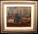 ANTONIO HÉLIO CABRAL (Marília, SP, 1948) "Casario no bairro Itaim em São Paulo", óleo sobre tela, medindo 55 cm x 65 cm, a.c.i.d., datado "1977".