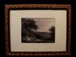 SEM ASSINATURA "Cena de paisagem campestre", gravura a buril sobre papel, medindo 17 cm x 22,5 cm.