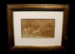 SEM ASSINATURA "Tourada", giz pastel sobre papel, medindo 15,5 cm x 27 cm.