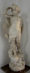 PAUL DUBOIS (Nogent-sur-Seine, França, 1829 - Paris, França, 1905) "Cupido", escultura de mármore de Carrara medindo 26,5 cm x 22 cm x 76 cm de altura. França, circa 1880. (No estado, apresentando restauros e trincas)