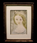 ARTISTA NÃO IDENTIFICADO "Menina", aquarela sobre papel, medindo 24,5 cm x 16 cm, a.c.s.e..