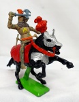 Raridade  - Antigo guerreiro medieval com seu cavalo, de origem inglesa  em plástico com base em chumbo da década de 70, da marca Britain, únicos, para colecionadores, medindo de 9cmX10cm.
