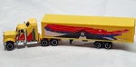 Colecionismo  - Miniatura de caminhão Truck amarelo , em metal e caçamba em  plástico,  a porta da caçamba abre, medindo 3,5cm de altura por 18cm de comprimento.