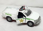 Colecionismo - Miniaturas de Pick up Ford F 1998  Sheriff, em metal com detalhes em plástico, pneus emborrachados,  portas abrem, branca, medindo 11cm.