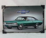 Placa em metal, aço reciclado para cuidarmos do nosso Planeta, estilo vintage com imagem de um belíssimo e antigo carro  Opala da Chevrolet  medindo 20cmX30cm.