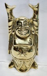 Monge Hotei da Fartura e Prosperidade, em metal dourado 18cm de altura.