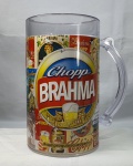 Belíssima caneca Germany para chopp em acrílico com gel para congelar e manter seu chopp gelado, com imagens da Brahma, medindo 15,5cm.