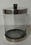 Biscoiteira de vidro e metal - altura 18 cm.
